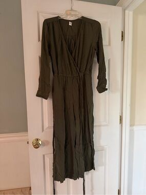 Gap Women's Olive Green Wrap Midi Dress size m